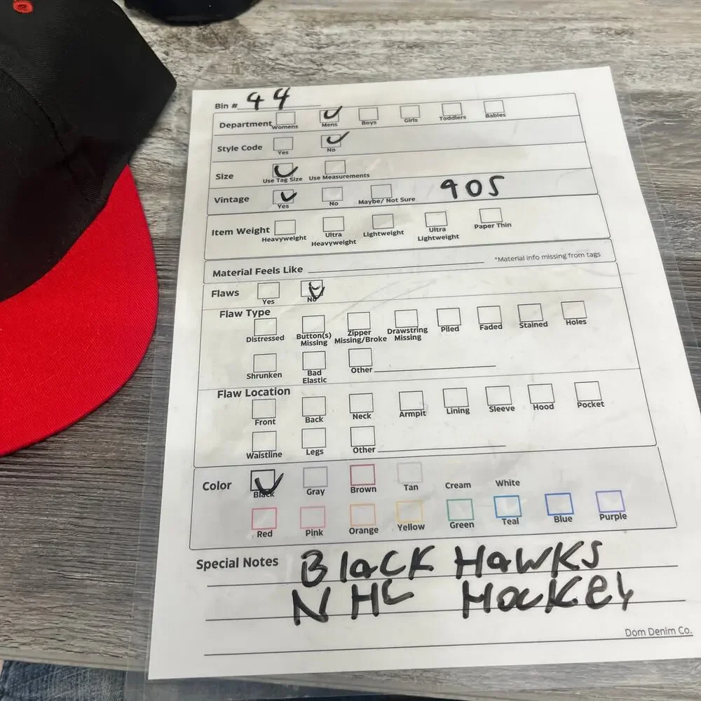 Vintage 90s Competitor Chicago Blackhawks Black Red Fits All NHL Hockey‎ Hat Cap